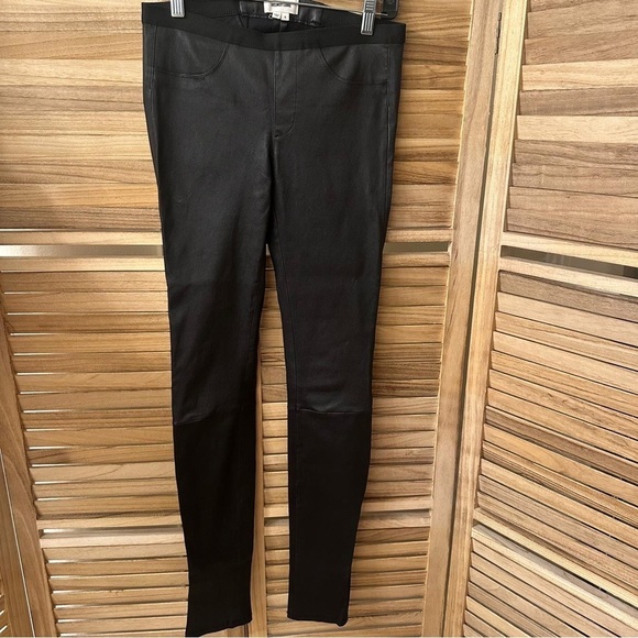 Helmut Lang Lambskin Black Leather Leggings Size 6 - Picture 4 of 9